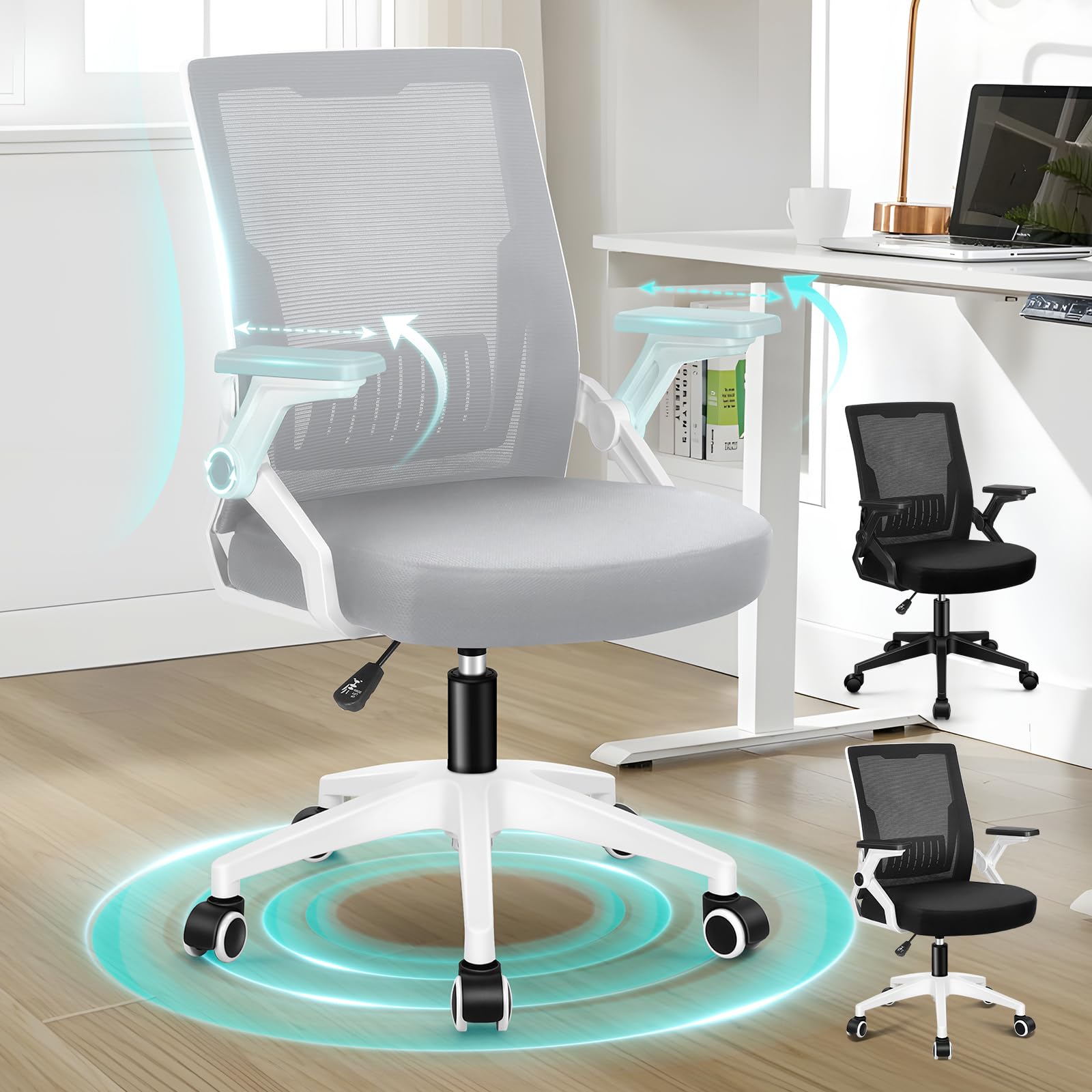 Vinsetto Sedia Da Ufficio Ergonomica Con Supporto Lombare, Sedia